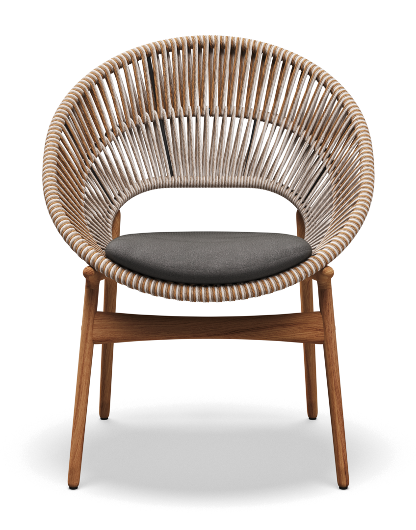Gloster DINING CHAIR WITH ARMS - Stuhl mit Armlehne-Natural Teak / Sorrel Wicker-Blend Coal