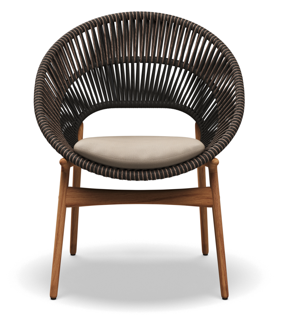Gloster DINING CHAIR WITH ARMS - Stuhl mit Armlehne-Natural Teak / Umber Wicker-Blend Sand