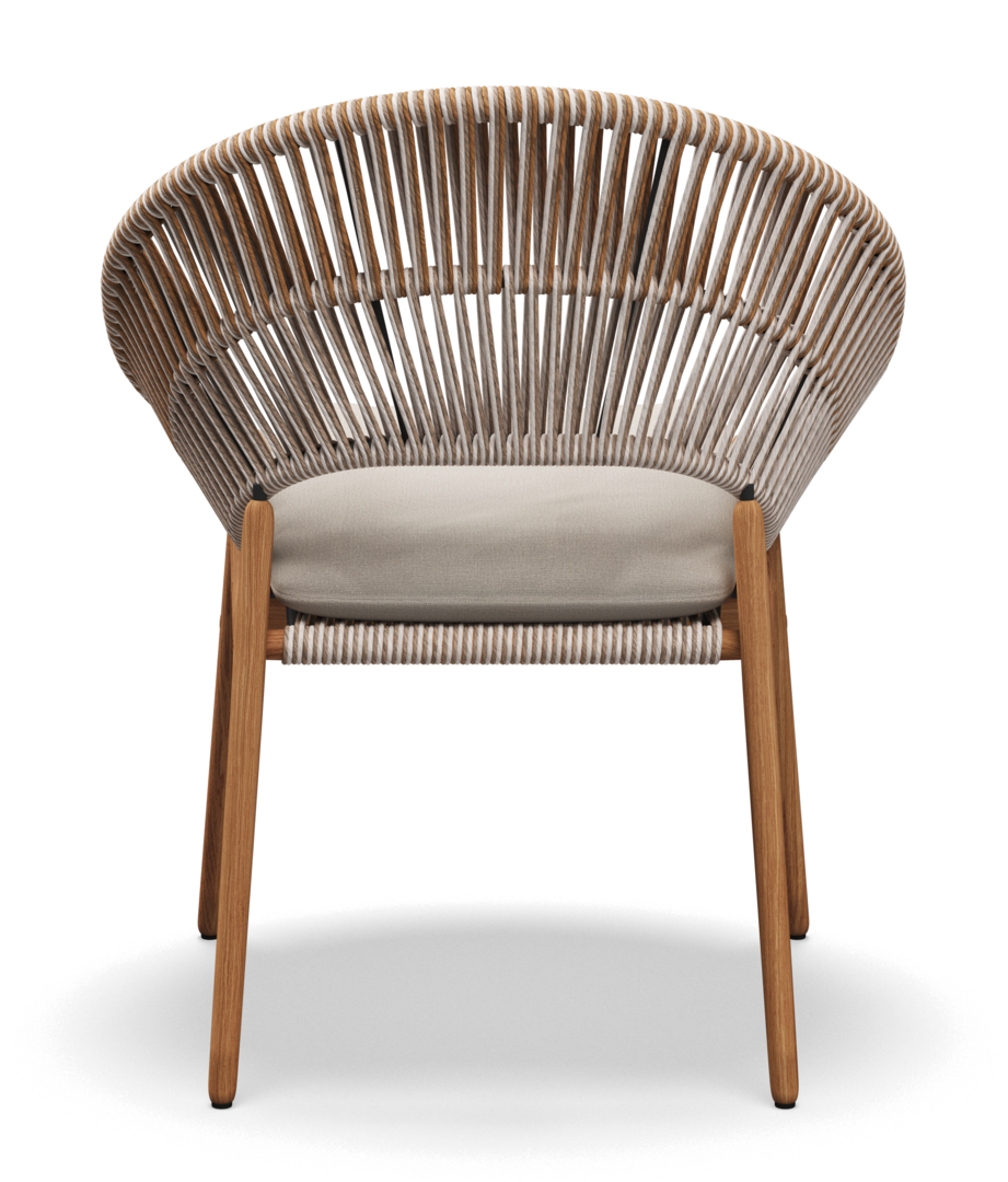 Gloster DINING CHAIR WITH ARMS - Stuhl mit Armlehne-Natural Teak / Sorrel Wicker-Blend Linen