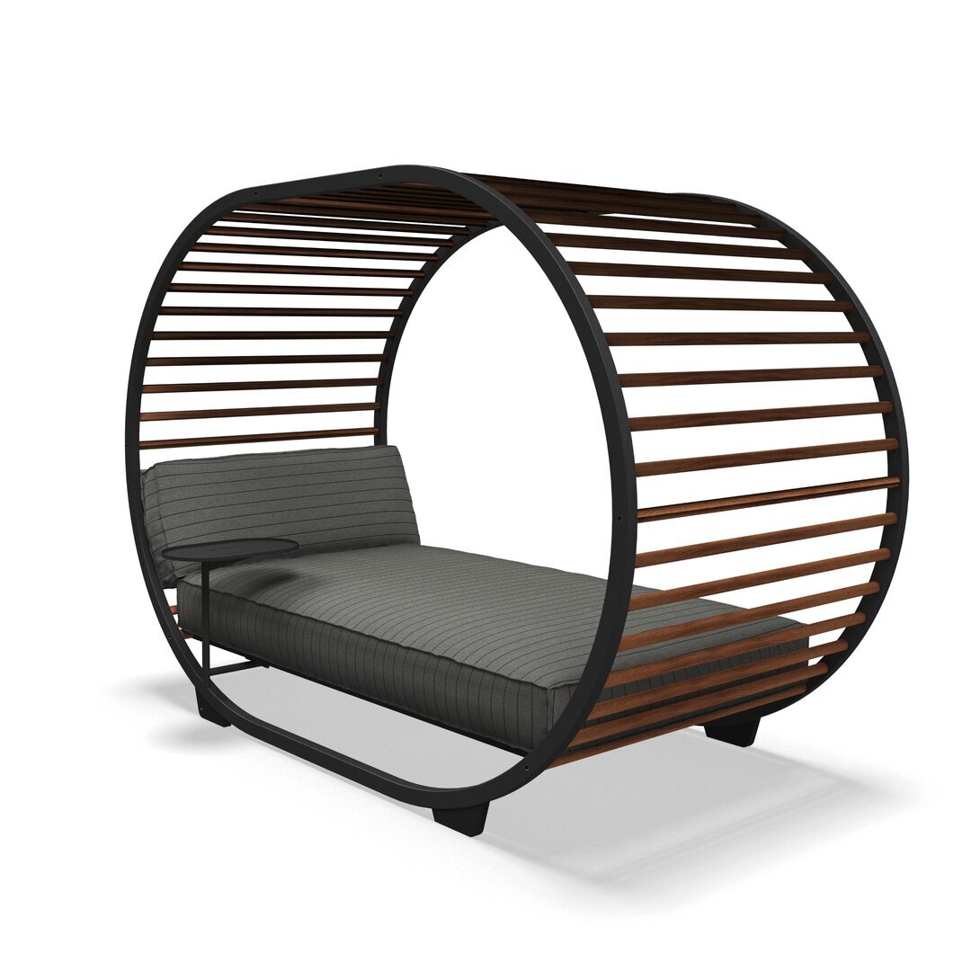 GLOSTER Cradle Day Bed-Alu meteor| Teak | Pinstripe Coal