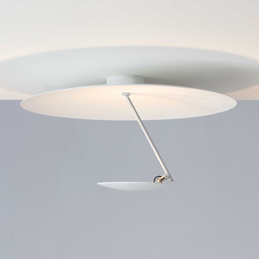 Catellani & Smith Lederam C150 Led-Deckenleuchte - Schirm/ Scheibe und Stange in weiß