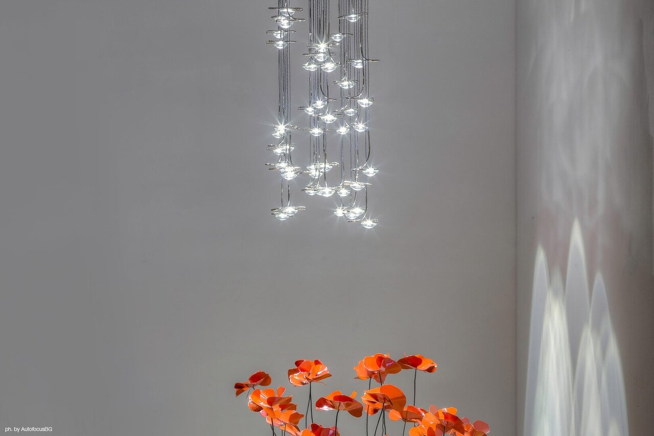 Catellani & Smith Pendelleuchte Jackie O Chandlier - 20 LEDs - Metallplatte 60x60cm