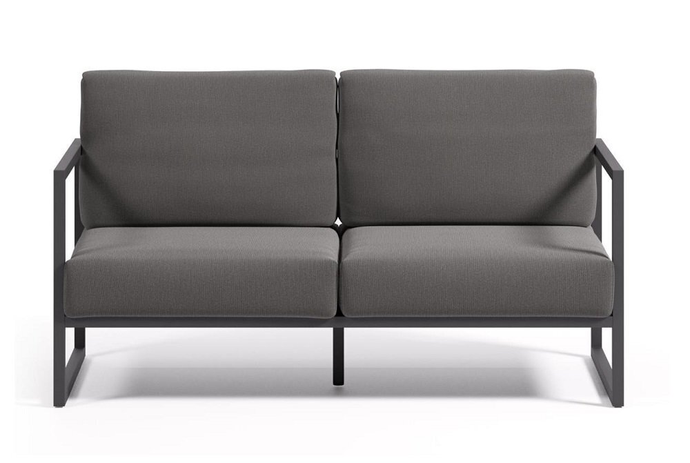 Kave Home COMOVA - Outdoor Sofa - 2 sitzer - Schwarz / Dunkelgrau