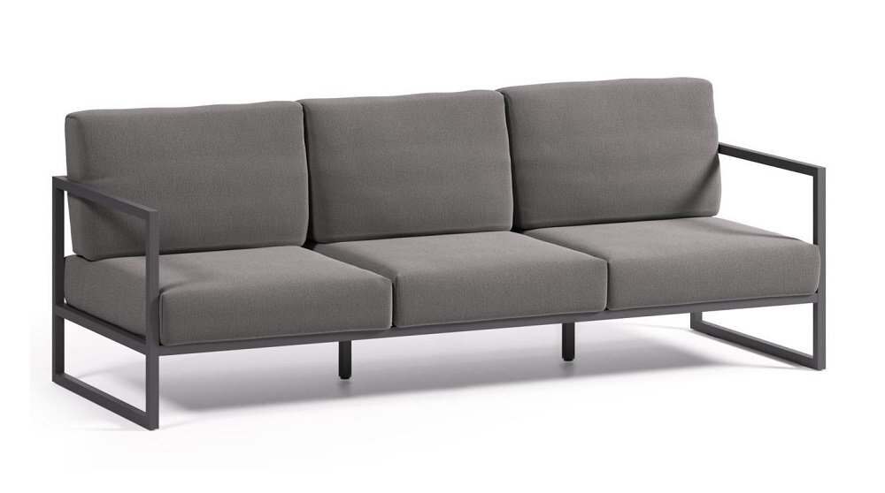 Kave Home COMOVA - Outdoor Sofa -  3 sitzer - Schwarz / Dunkelgrau