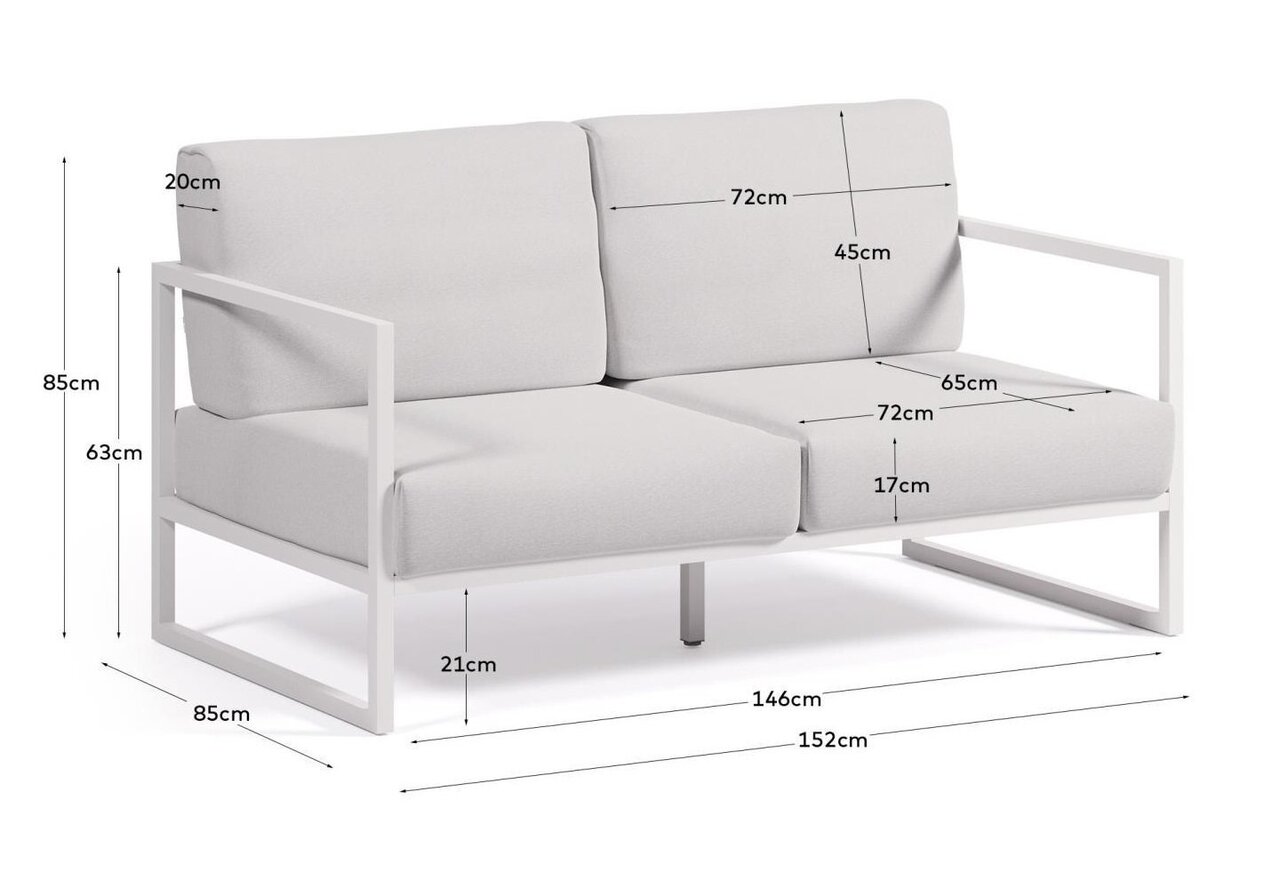Kave Home COMOVA - Outdoor Sofa - 2 sitzer -  Weiss / Weiss