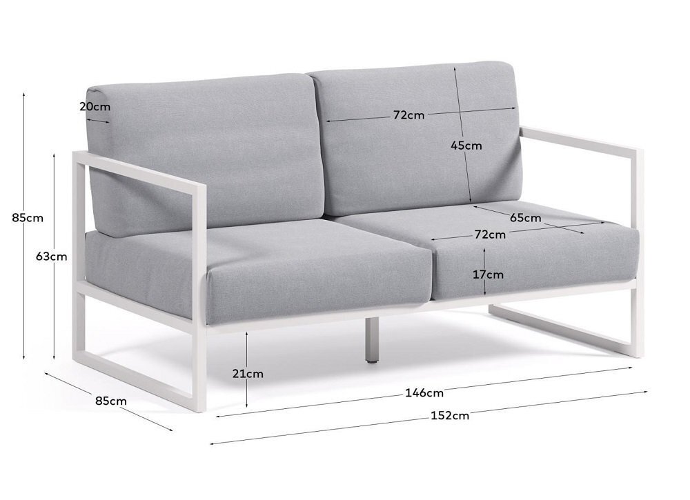 Kave Home COMOVA - Outdoor Sofa - 2 sitzer - Weiss / Blau