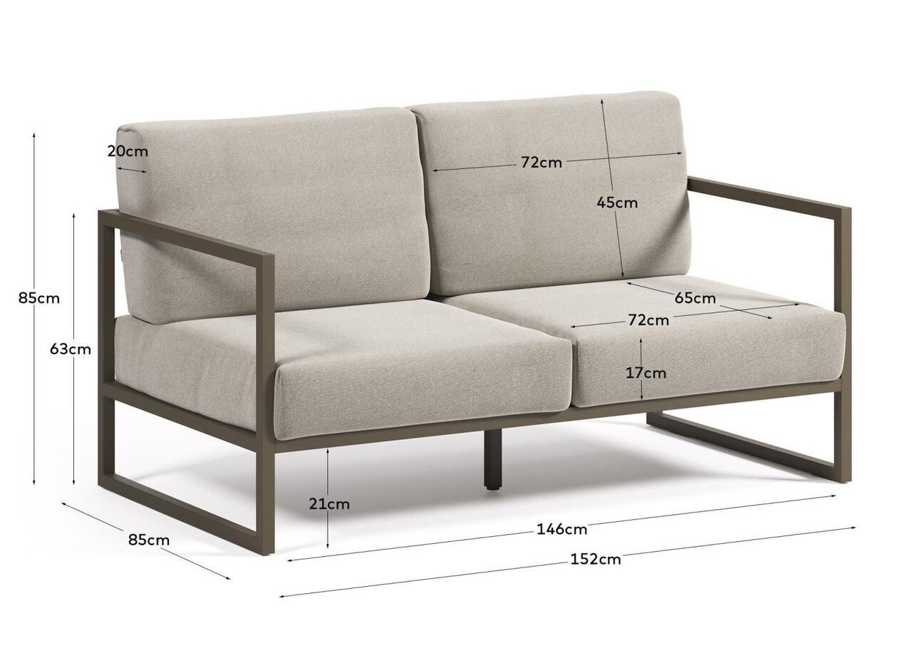 Kave Home COMOVA - Outdoor Sofa - 2 sitzer - Grün / Hellgrau