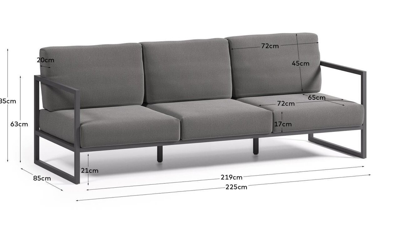 Kave Home COMOVA - Outdoor Sofa - 2 sitzer - Schwarz / Dunkelgrau