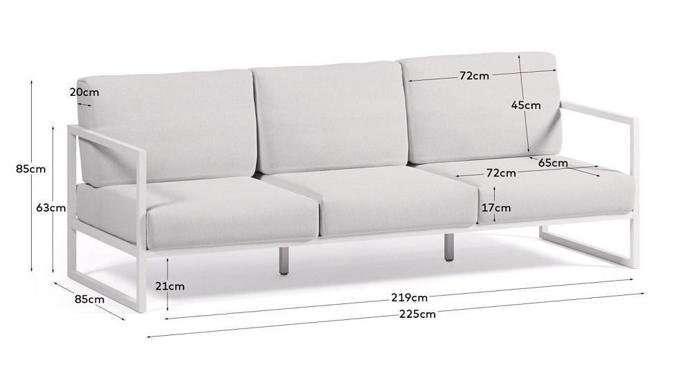 Kave Home COMOVA - Outdoor Sofa -  3 sitzer -  Weiss / Weiss