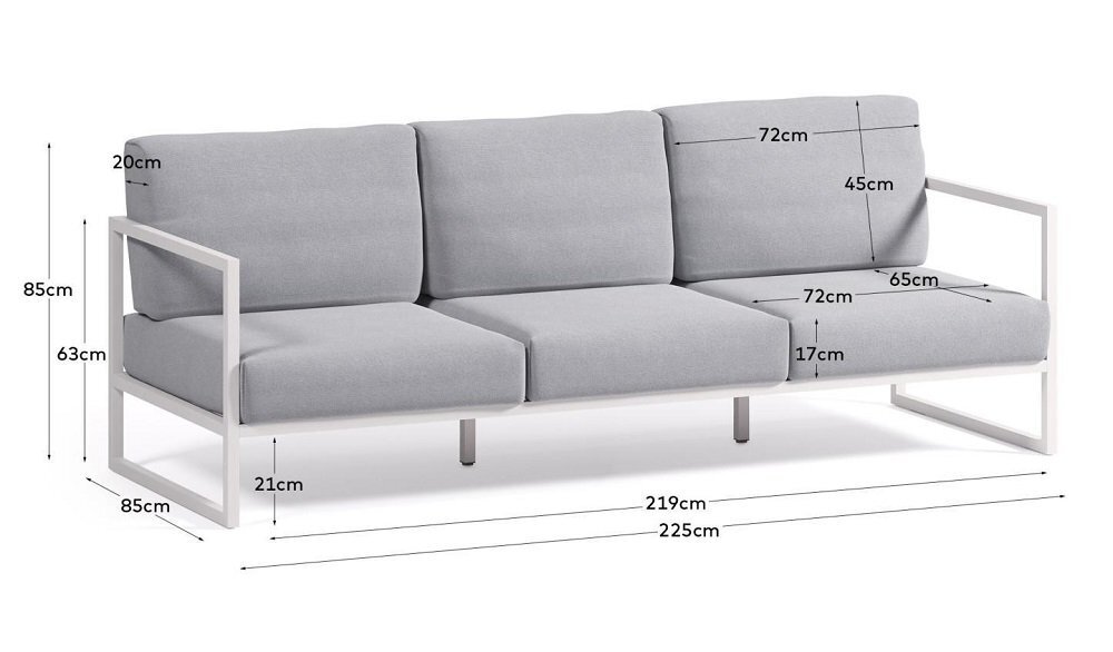 Kave Home COMOVA - Outdoor Sofa -  3 sitzer - Weiss / Blau