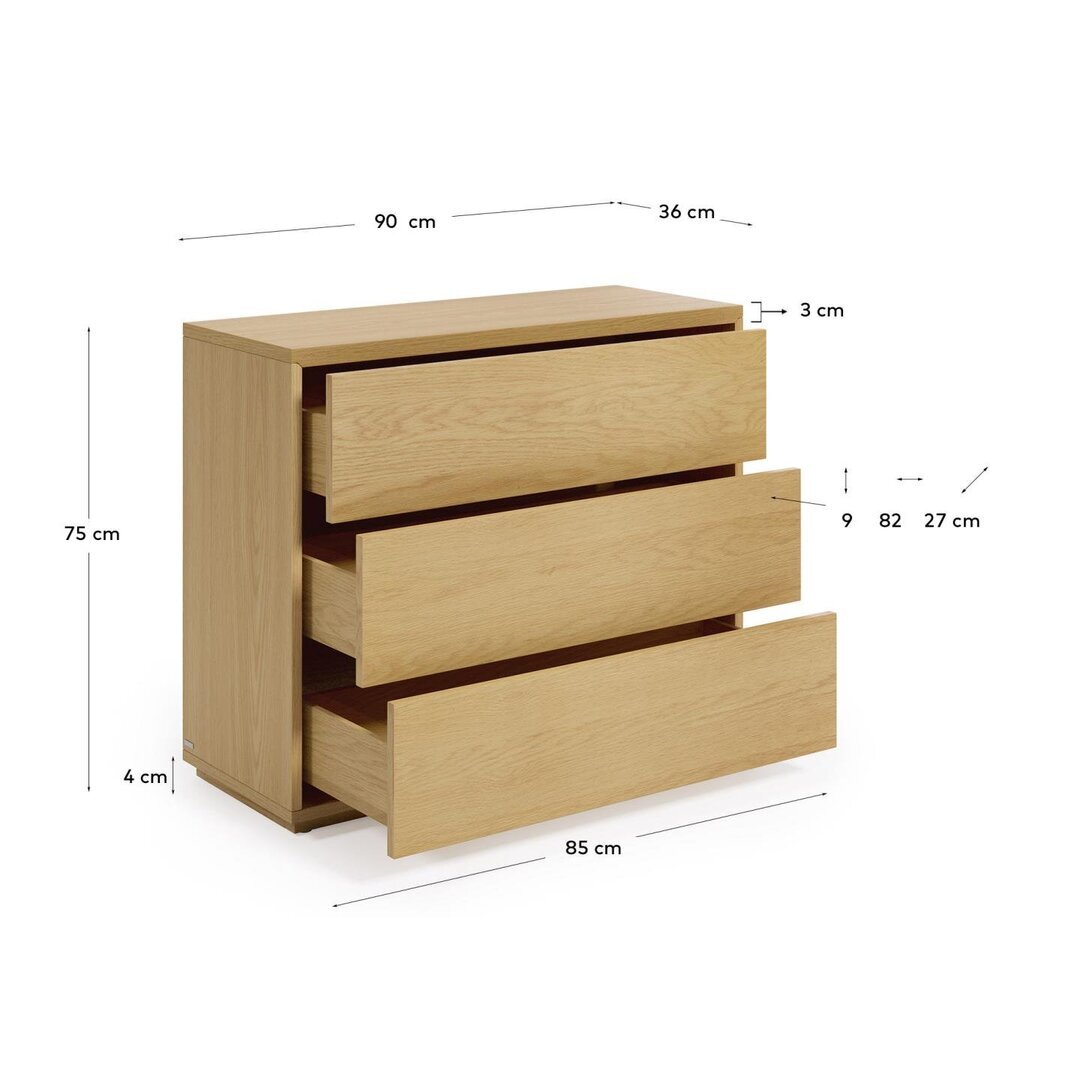 Kave Home ABILEN - Kommode Eiche 90 x 75 cm-Natur