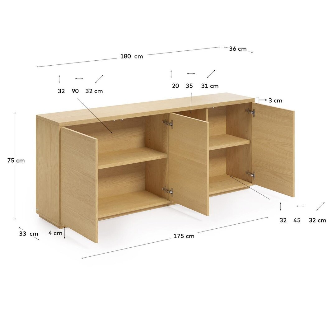 Kave Home ABILEN - Sideboard Eiche 180 x 75 cm-Natur