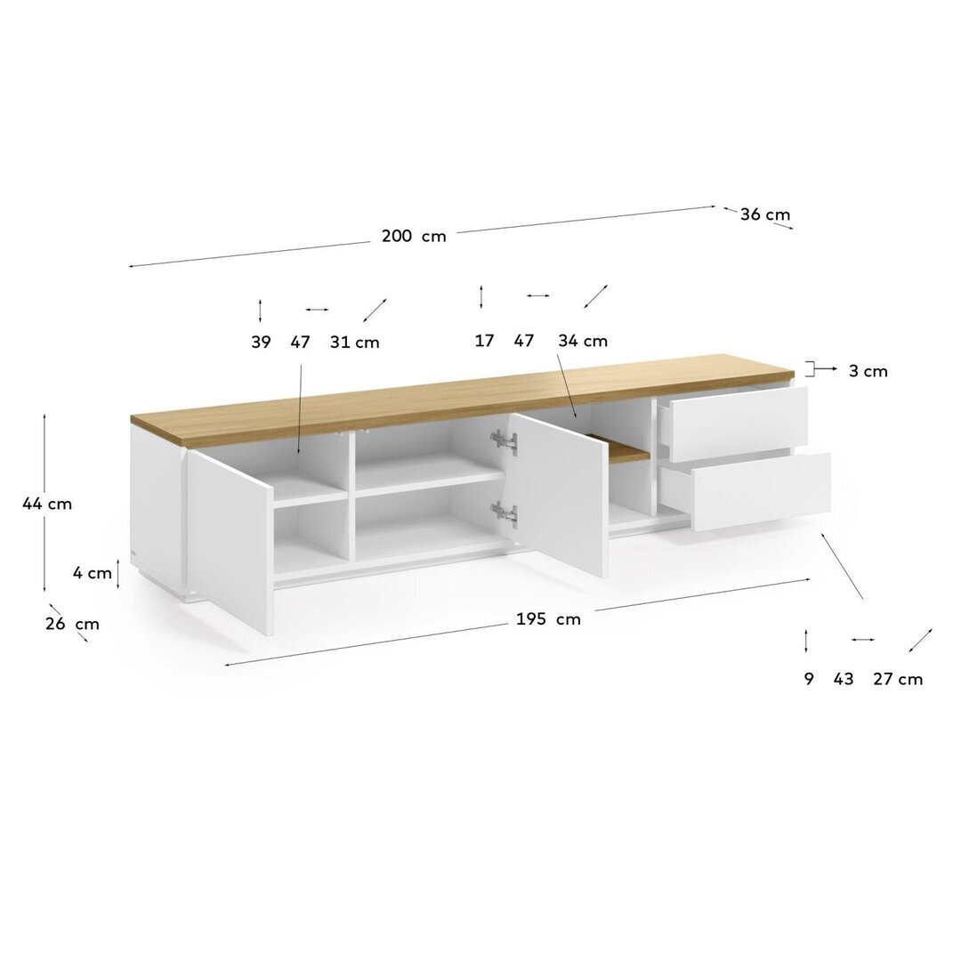 Kave Home ABILEN - TV-Schrank-Weiß, Natur-200