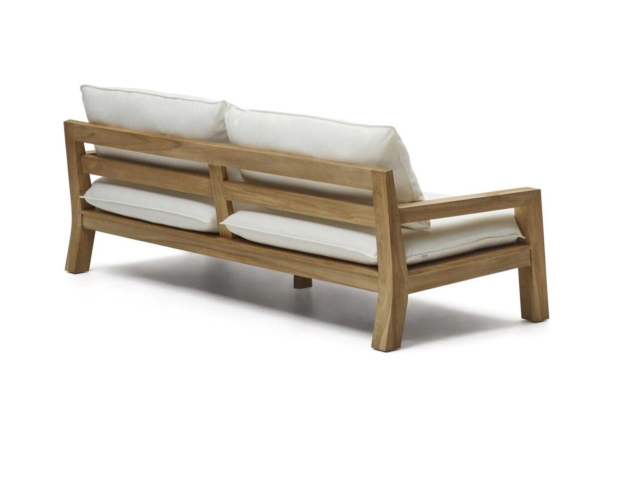 Kave Home FORCANERA - Outdoor Sofa 3 Sitzer - Weiß - Braun / Natur