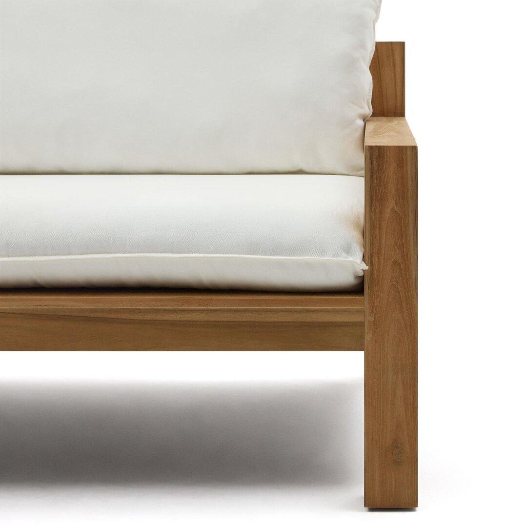 Kave Home FORCANERA - Outdoor Sofa 3 Sitzer - Weiß - Braun / Natur