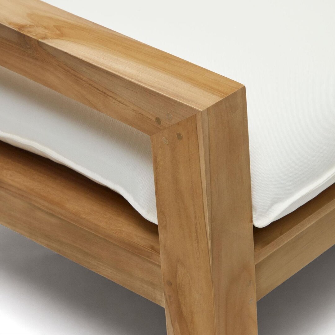 Kave Home FORCANERA - Outdoor Sofa 3 Sitzer - Weiß - Braun / Natur