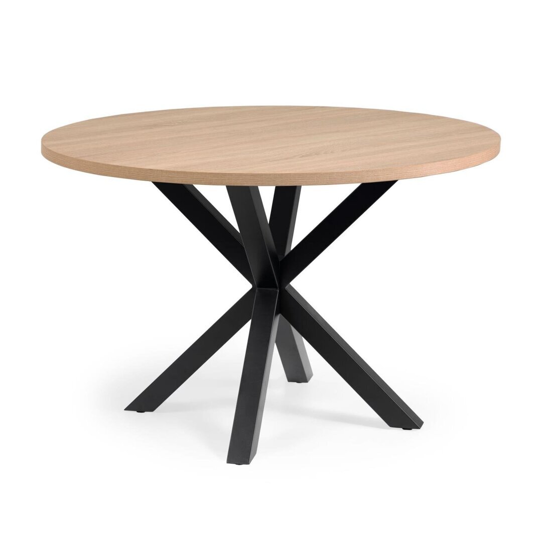 Kave Home ARGO - Tisch rund Ø 119 cm-Natur, Schwarz-Stahlbeine schwarz