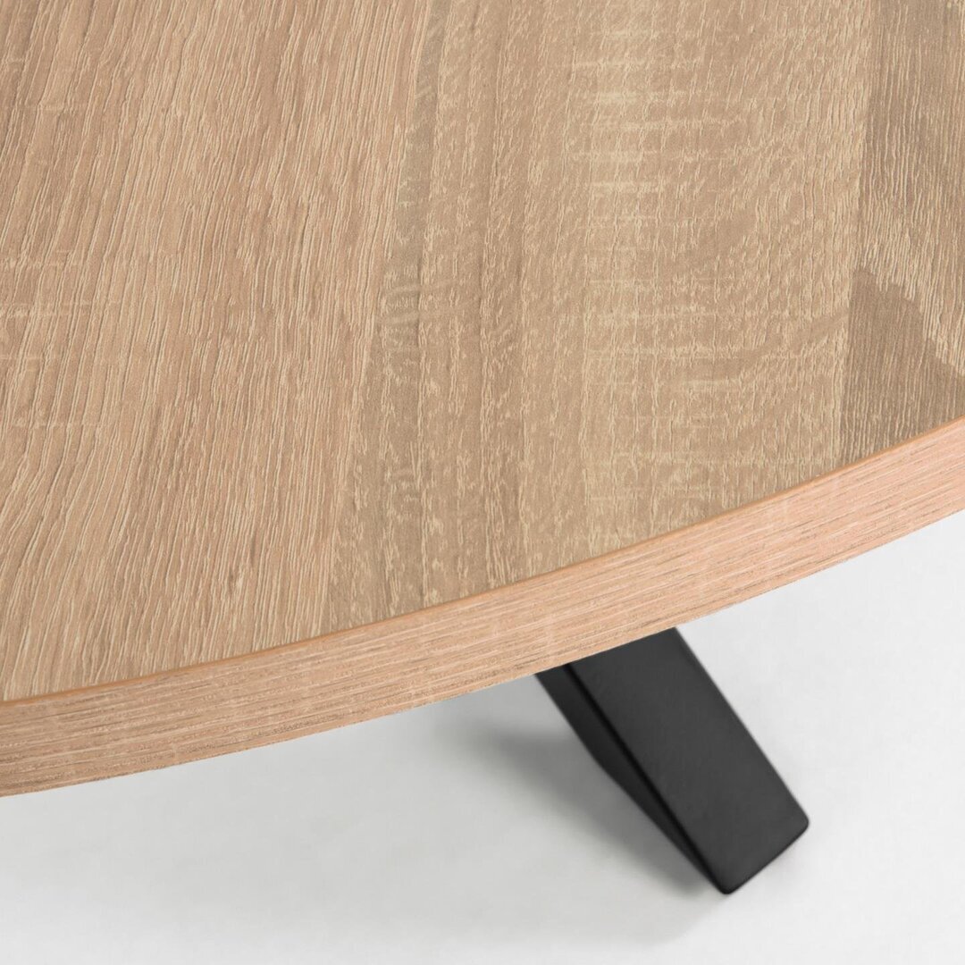 Kave Home ARGO - Tisch rund Ø 119 cm-Natur, Schwarz-Stahlbeine schwarz