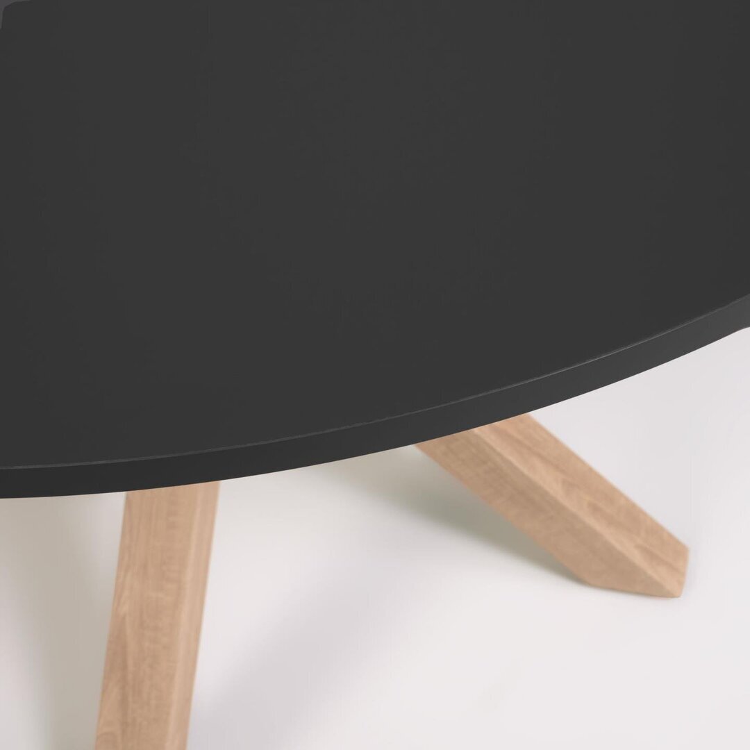 Kave Home ARGO - Tisch rund Ø 119 cm-Schwarz, Natur-Stahlbeine Holzoptik