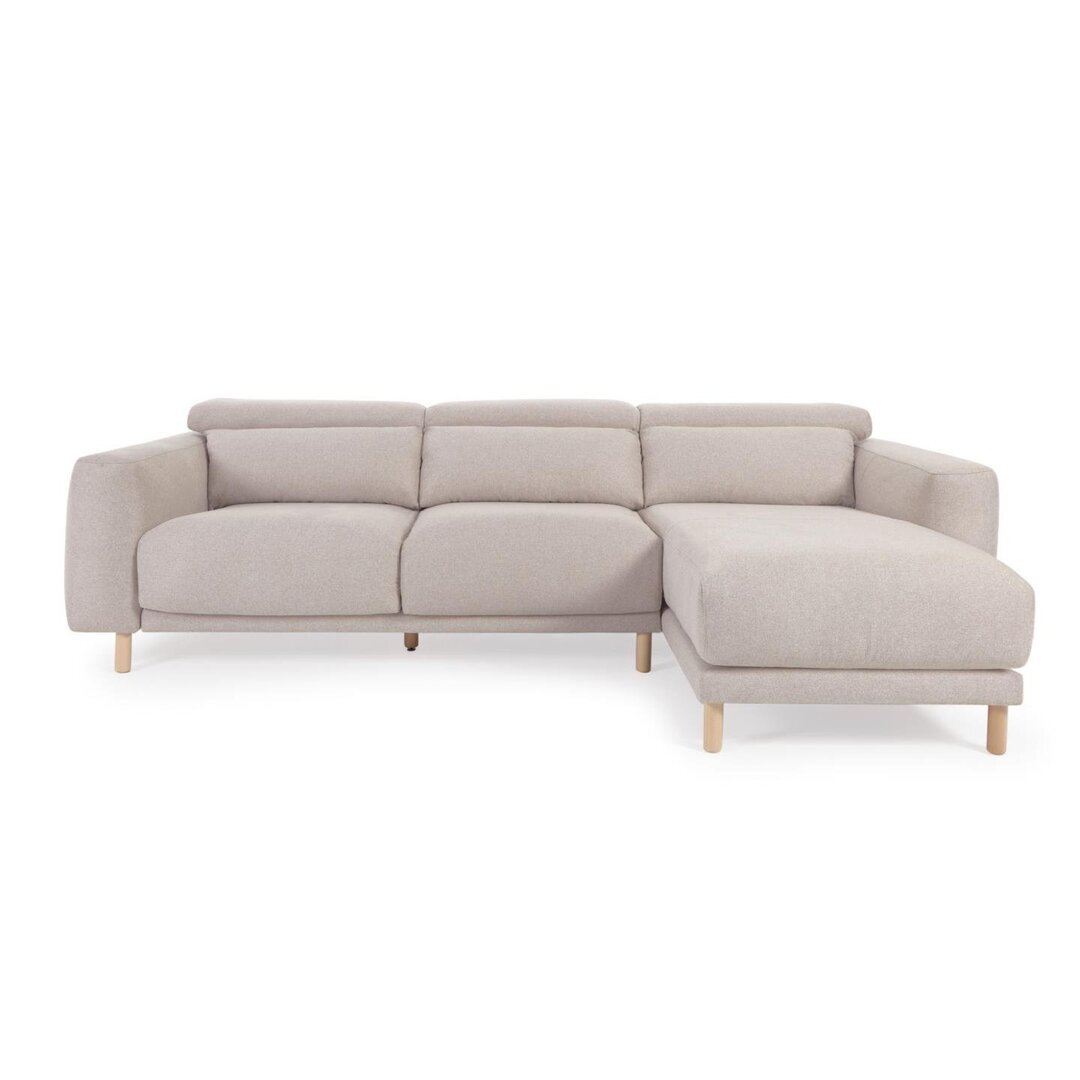 Kave Home SINGA - Sofa 3 Sitzer mit Chaiselongue - Beige - Rechts