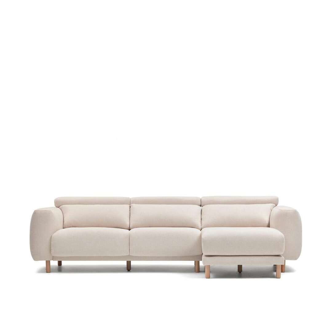 Kave Home SINGA - Sofa 3 Sitzer mit Chaiselongue - Weiss - Rechts