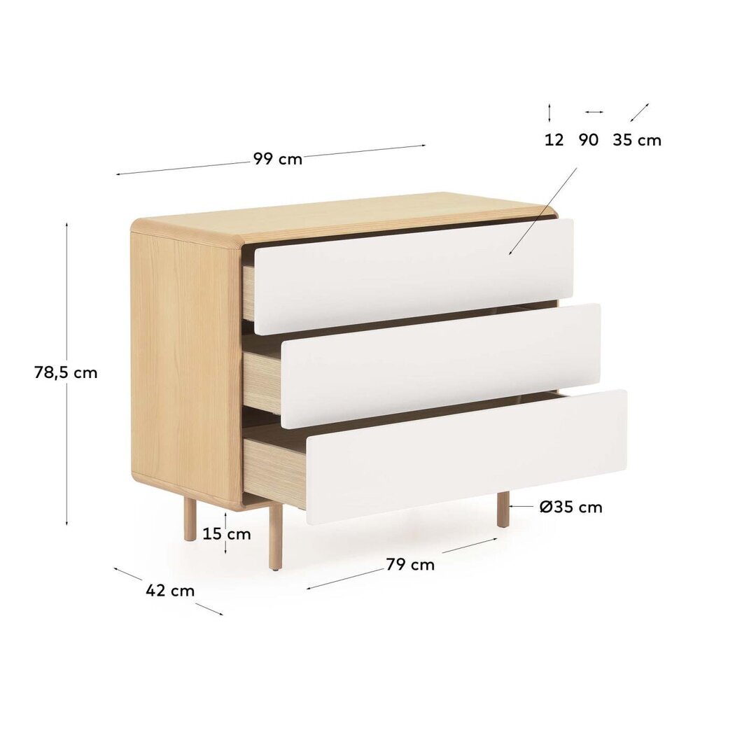 Kave Home ANIELLE - Kommode 99 x 78 cm-Natur, Grau
