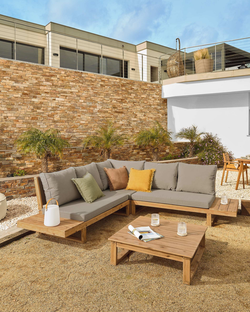 Kave Home FLAVIINA - Outdoor Ecksofa Akazienholz
