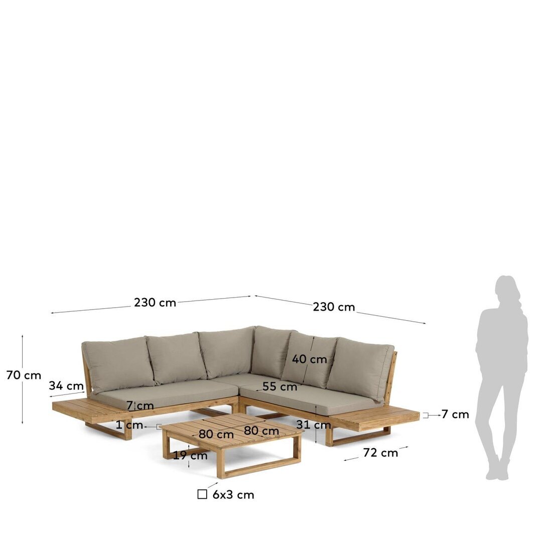 Kave Home FLAVIINA - Outdoor Ecksofa Akazienholz