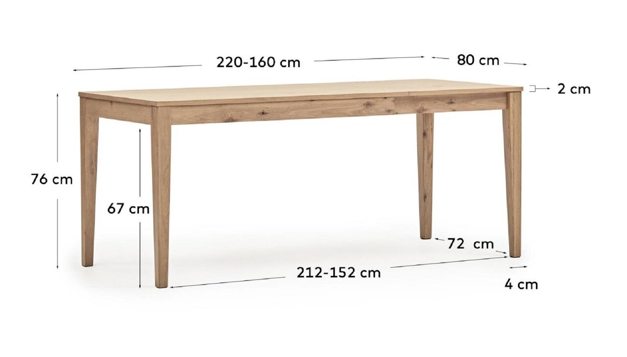 Kave Home YAIN - Esstisch ausziehbar Eichenfurnier - 160 cm