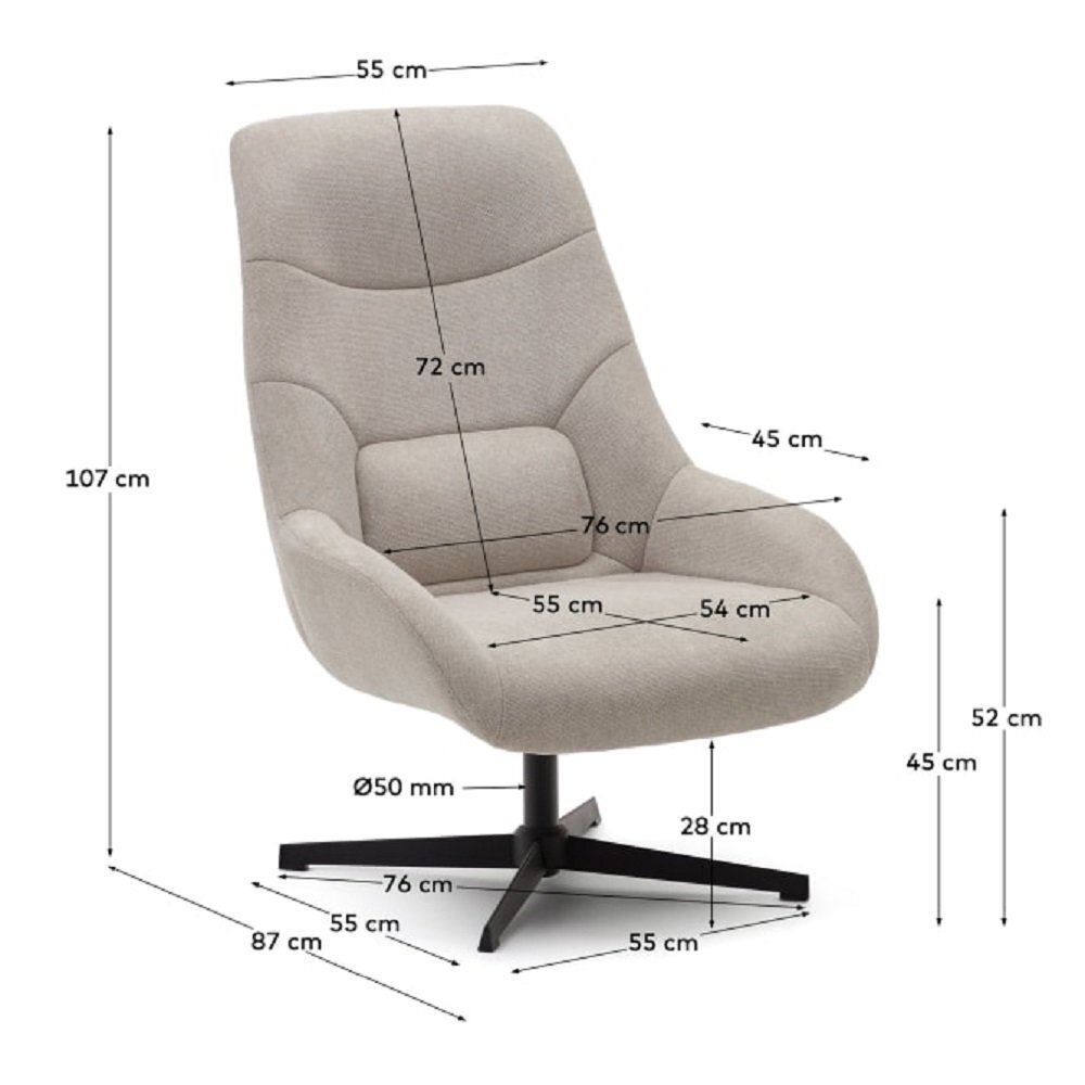 Kave Home CELIDA - Drehsessel mit Chenille Bezug