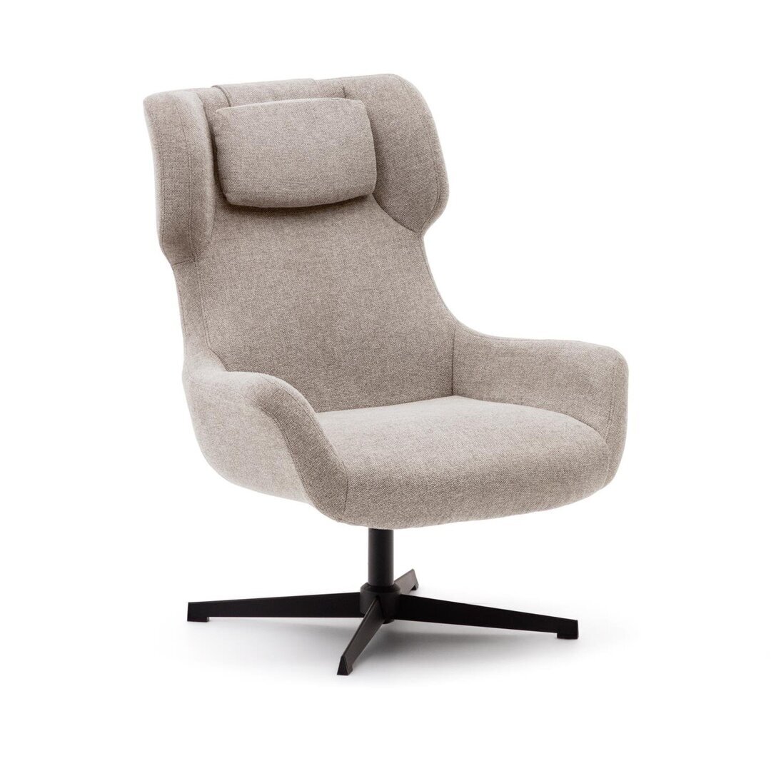 Kave Home ZALINA - Drehsessel mit Chenille Bezug: Beige, Schwarz