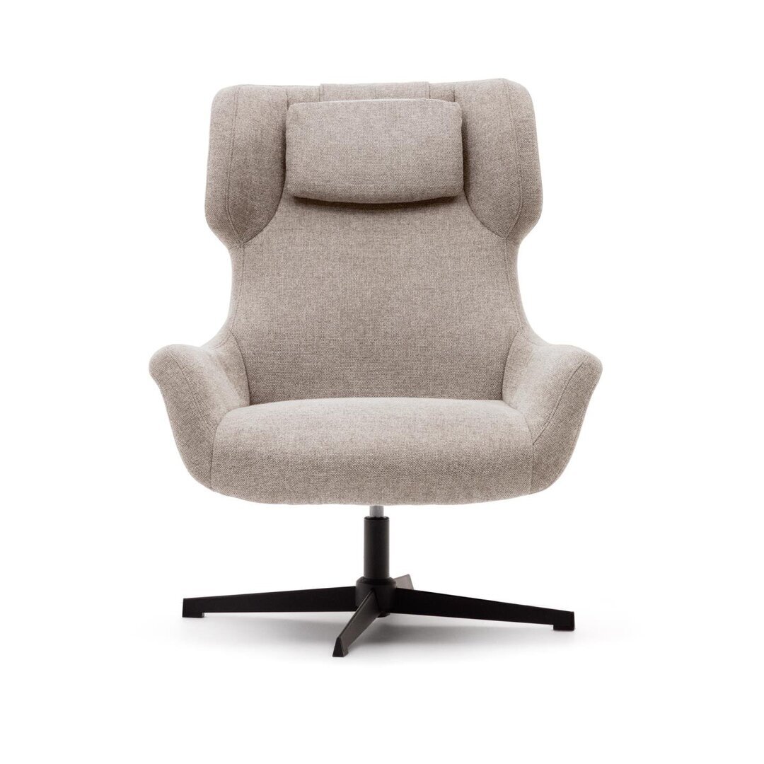 Kave Home ZALINA - Drehsessel mit Chenille Bezug: Beige, Schwarz