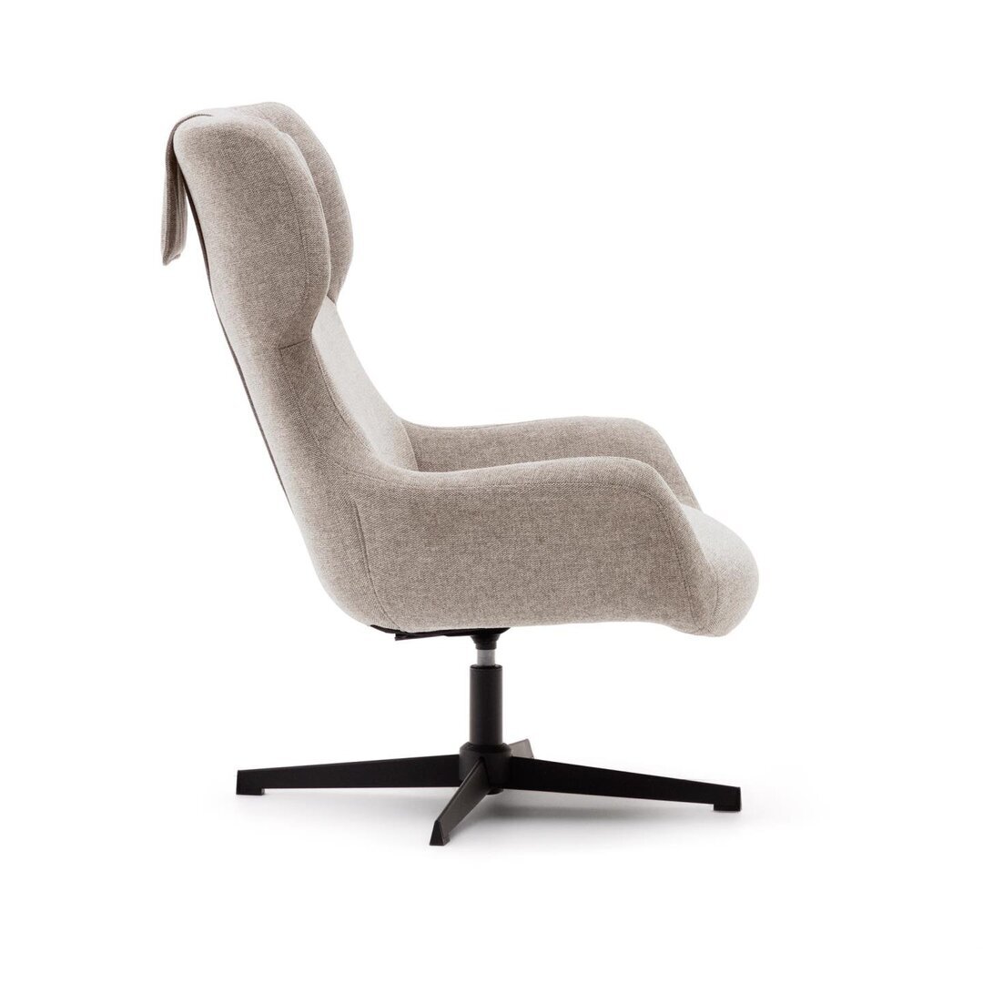 Kave Home ZALINA - Drehsessel mit Chenille Bezug: Beige, Schwarz