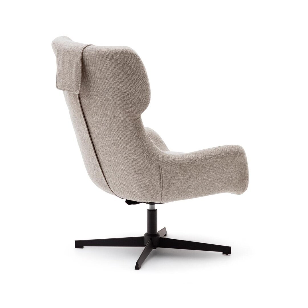 Kave Home ZALINA - Drehsessel mit Chenille Bezug: Beige, Schwarz