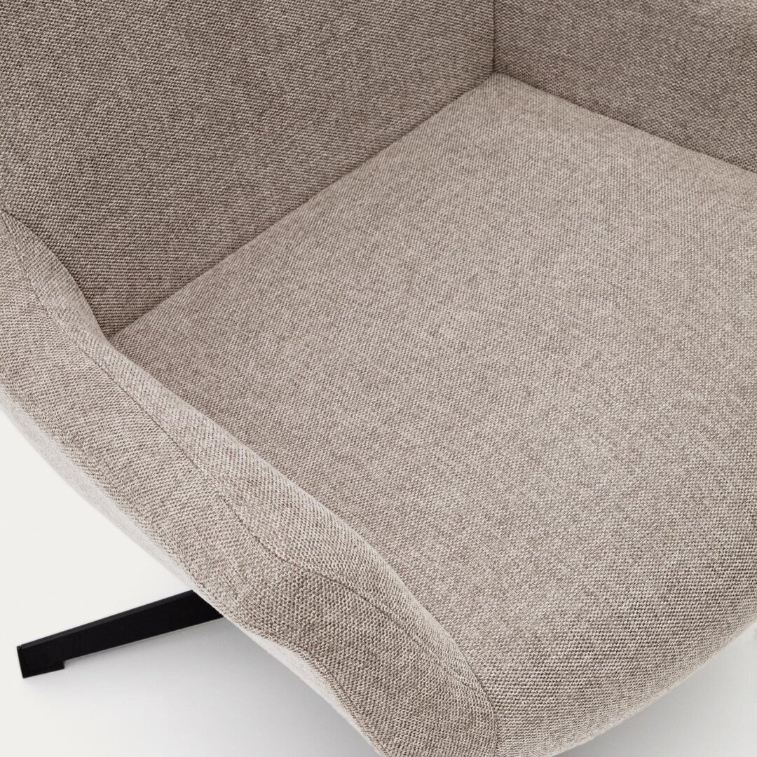 Kave Home ZALINA - Drehsessel mit Chenille Bezug: Beige, Schwarz
