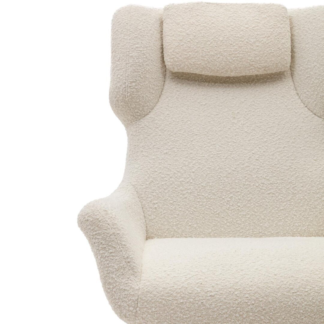 Kave Home ZALINA - Drehsessel mit Bouclé Bezug: Weiß, Schwarz