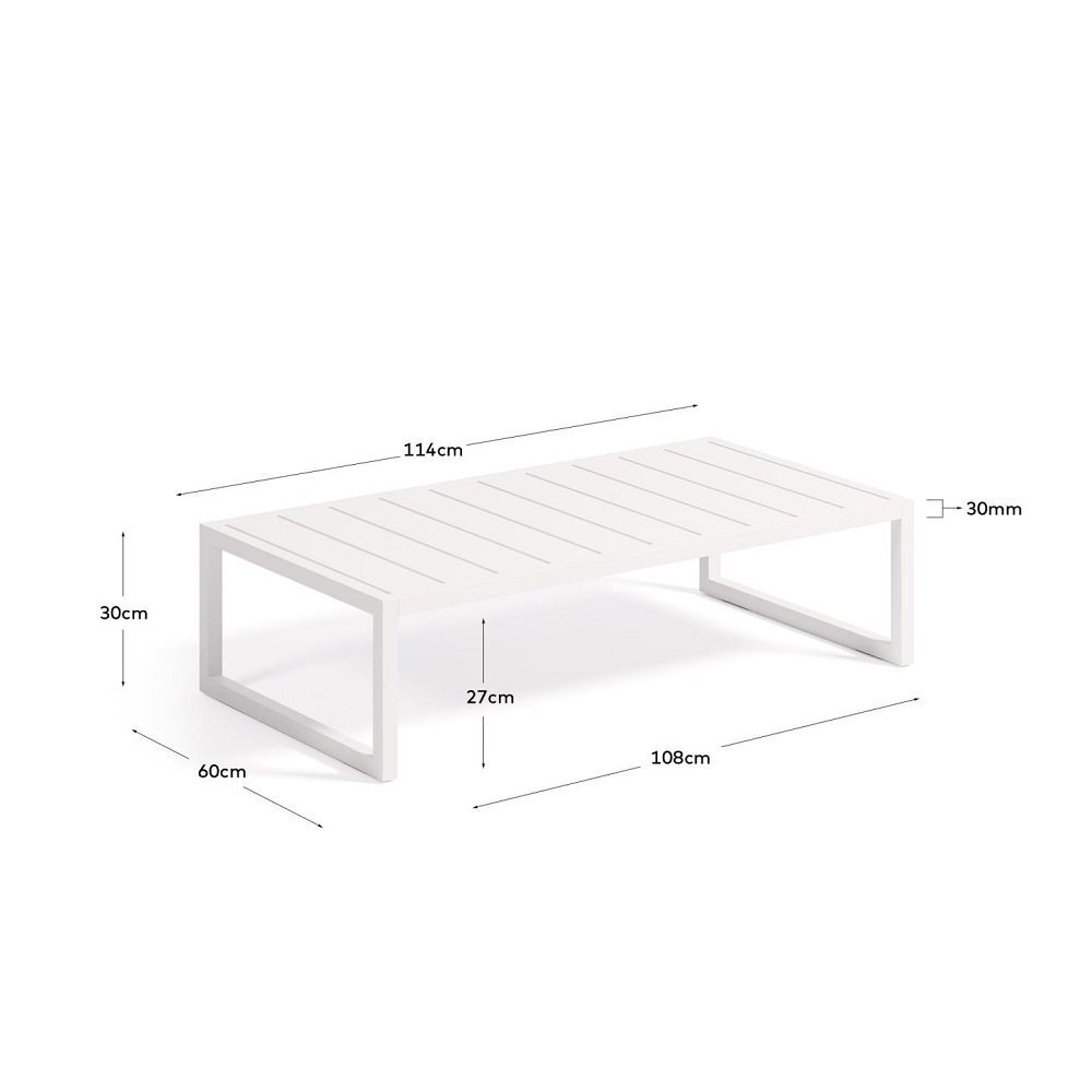 Kave Home COMOVA Outdoor Couchtisch 60 x 114m-Weiß
