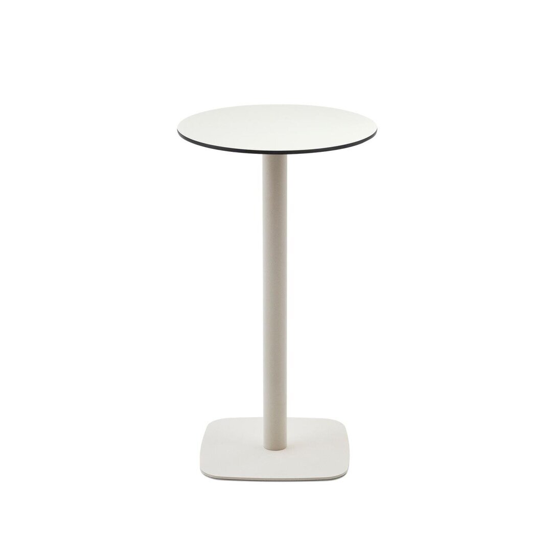 Kave Home DINA Outdoor Stehtisch Ø 60cm-Weiß-Weiß