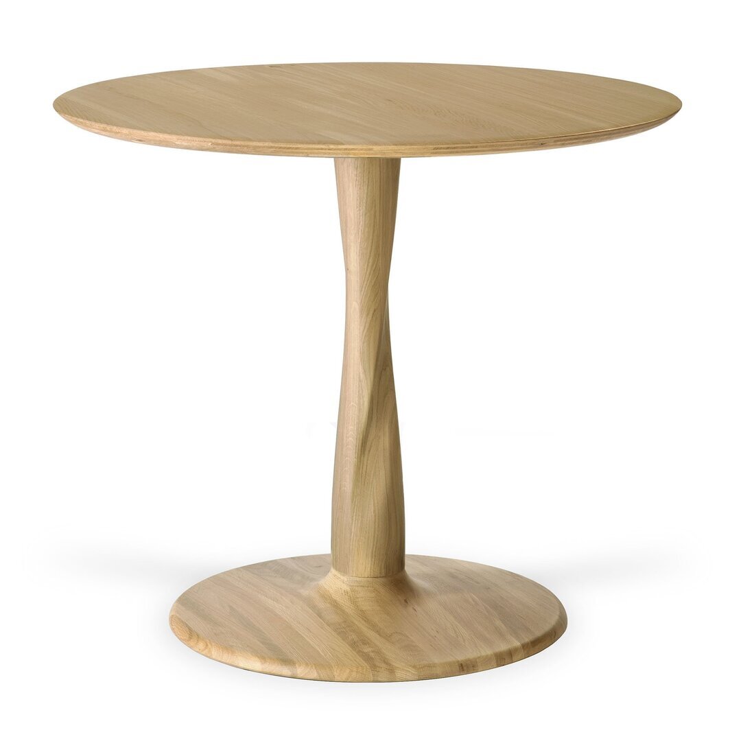Ethnicraft Oak Round Torsion Dining Table - Natural Oak 90 cm