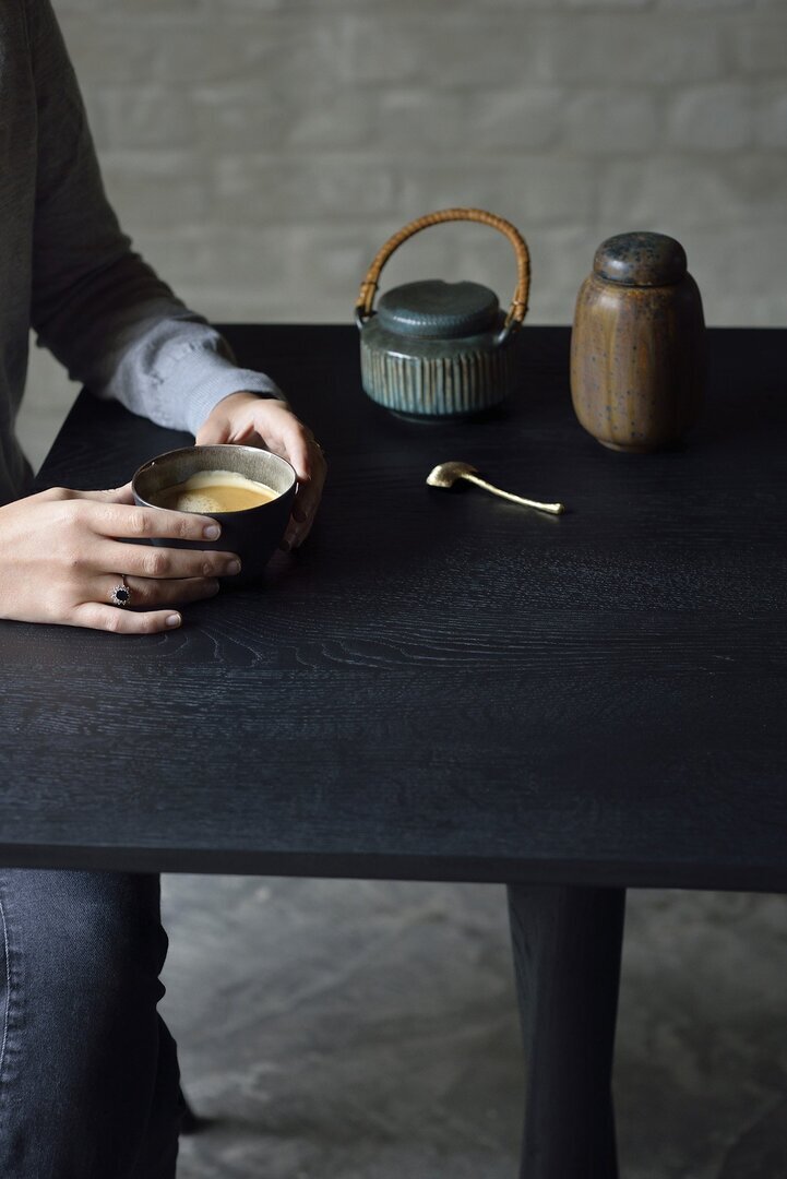 Ethnicraft Oak Square Torsion Dining Table - Black tainted Oak