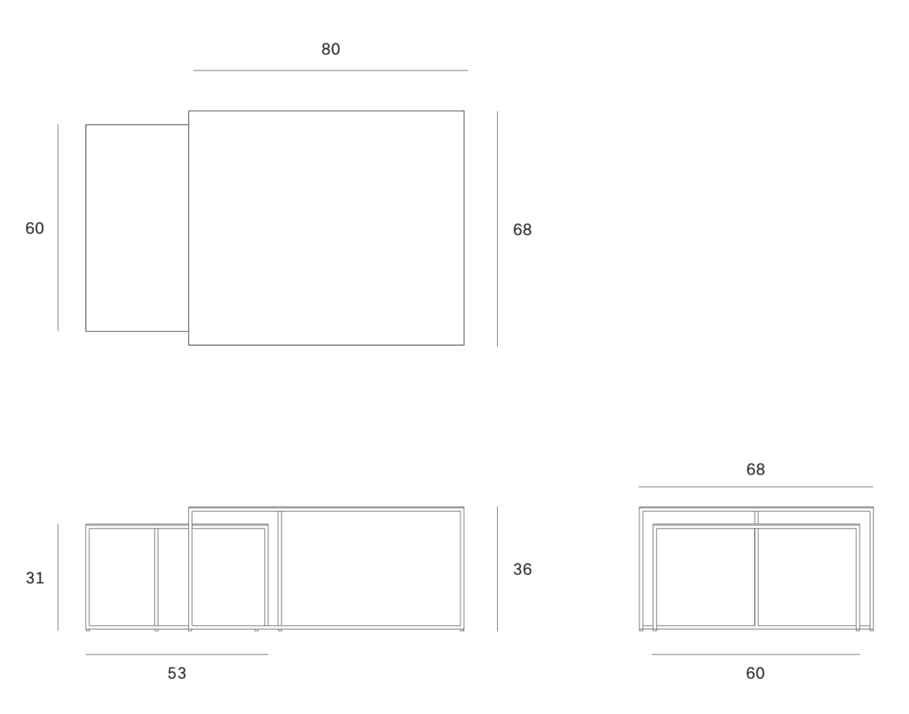 Ethnicraft Couchtisch-Set Pentagon