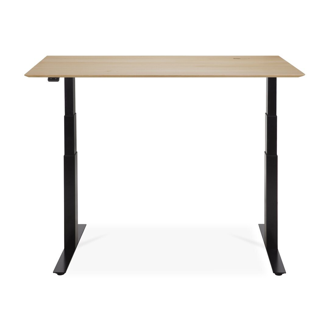 Ethnicraft Eiche Bok - verstellbarer Schreibtisch - Schwarz - B140 x H64 x T70 cm