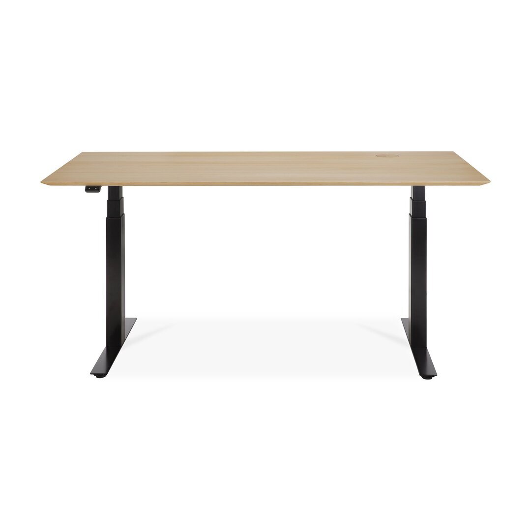 Ethnicraft Eiche Bok - verstellbarer Schreibtisch - Schwarz - B160 x H64 x T80 cm