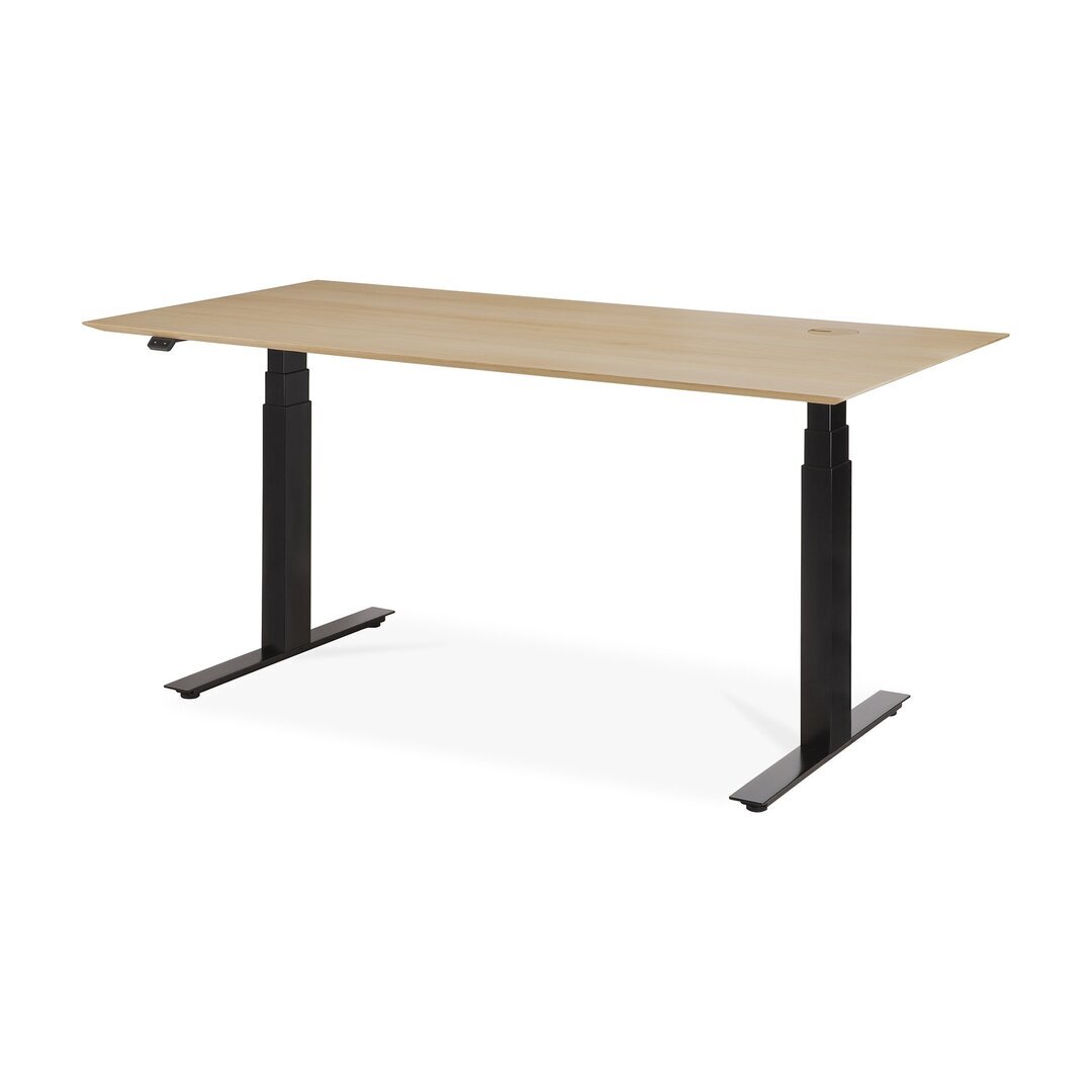 Ethnicraft Eiche Bok - verstellbarer Schreibtisch -  Schwarz - B160 x H64 x T80 cm