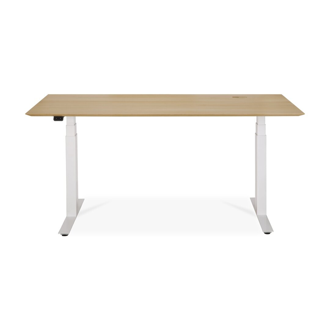 Ethnicraft Eiche Bok - verstellbarer Schreibtisch - Weiß - B140 x H64 x T70 cm