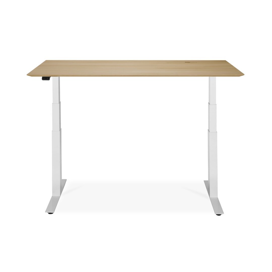 Ethnicraft Eiche Bok - verstellbarer Schreibtisch - Weiß - B140 x H64 x T70 cm