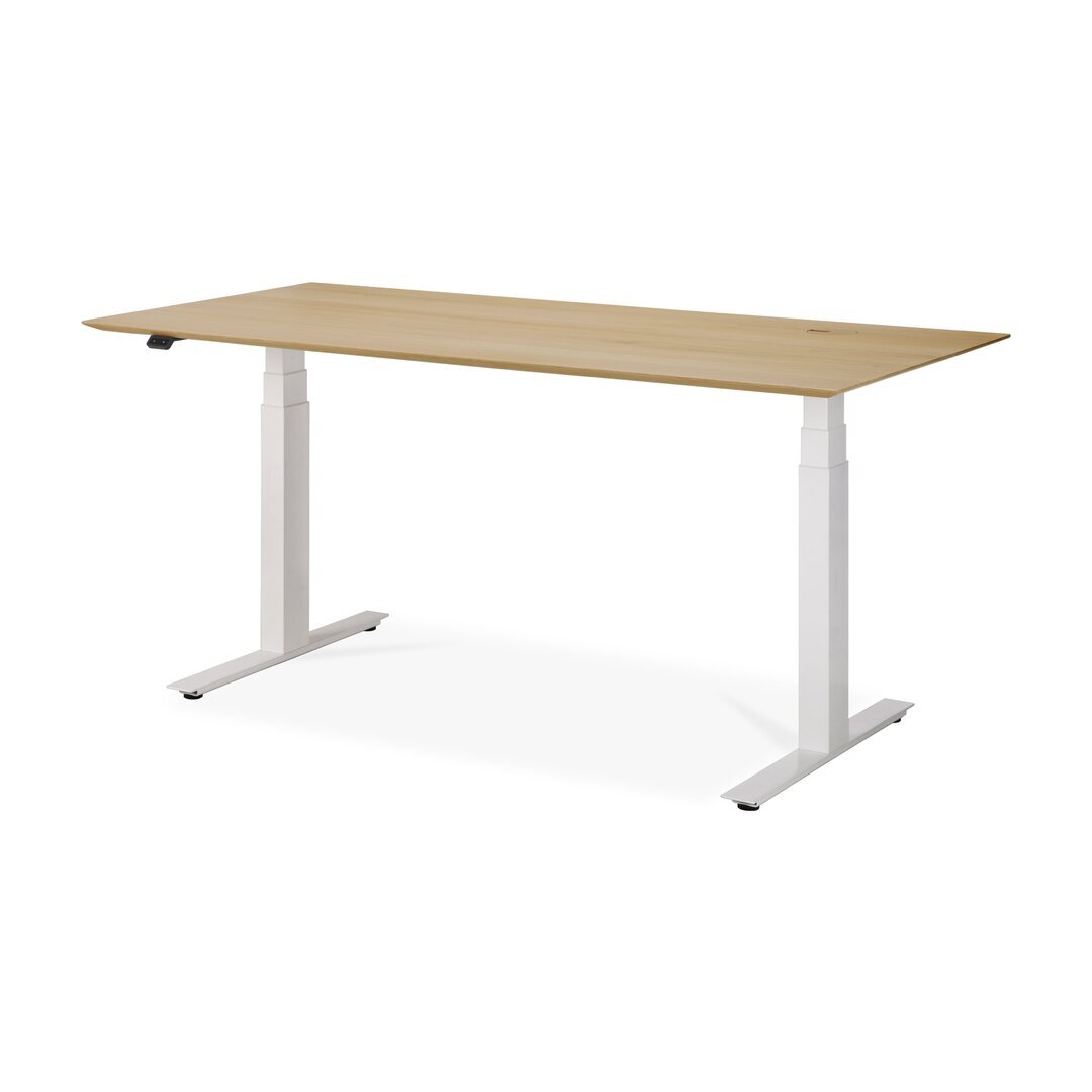 Ethnicraft Eiche Bok - verstellbarer Schreibtisch - Weiß - B160 x H64 x T80 cm