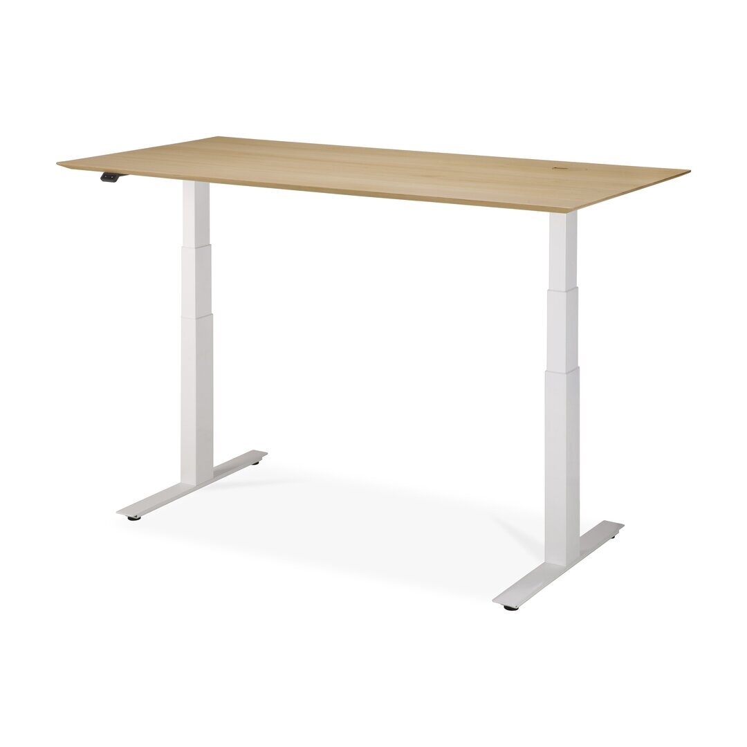 Ethnicraft Eiche Bok - verstellbarer Schreibtisch - Weiß - B160 x H64 x T80 cm