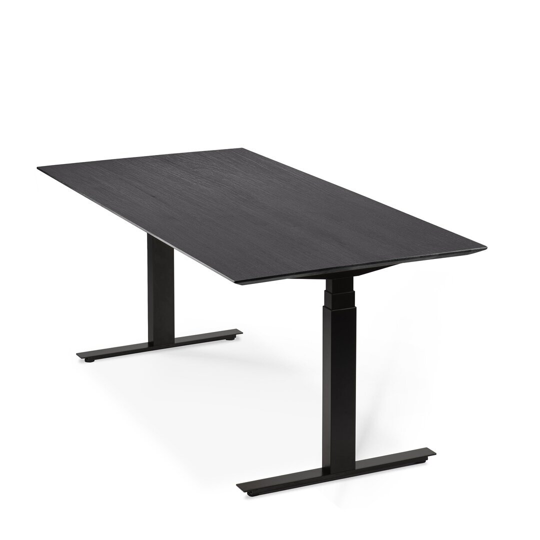 Ethnicraft Eiche Bok - verstellbarer Schreibtisch - Schwarz - B140 x H64 x T70 cm