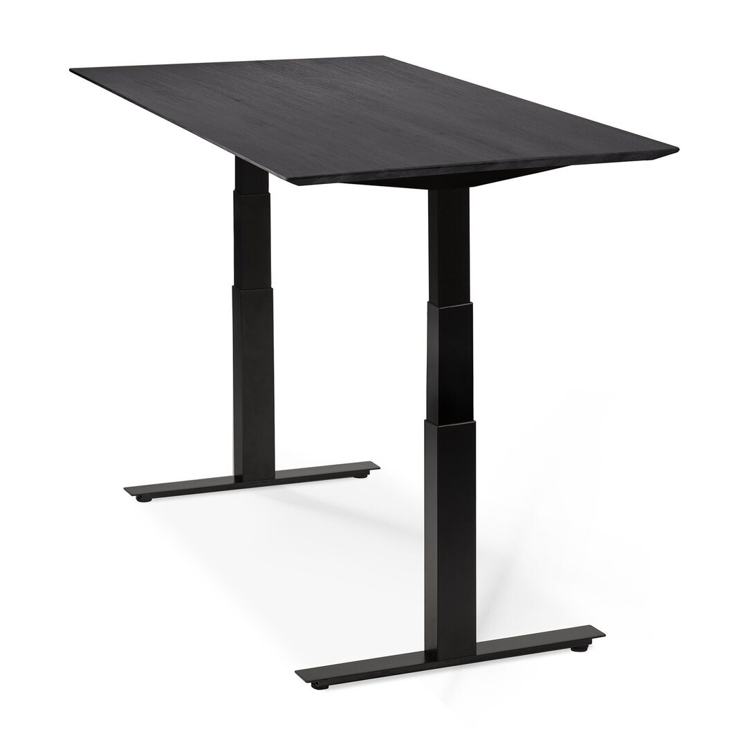 Ethnicraft Eiche Bok - verstellbarer Schreibtisch - Schwarz - B140 x H64 x T70 cm